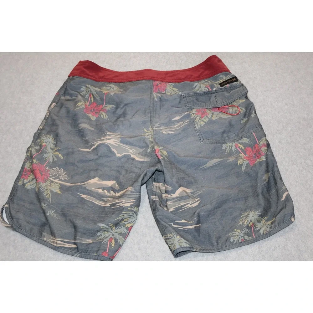 Quiksilver Board Shorts Men 31 Gray Floral Highline Recycled Hemp Stretch